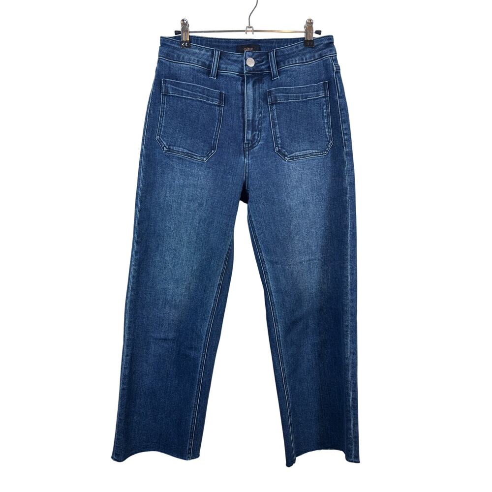Quince Bella Jeans Womens 28 Blue Dark Wash High Rise Wide Leg Cutoff 25" Inseam